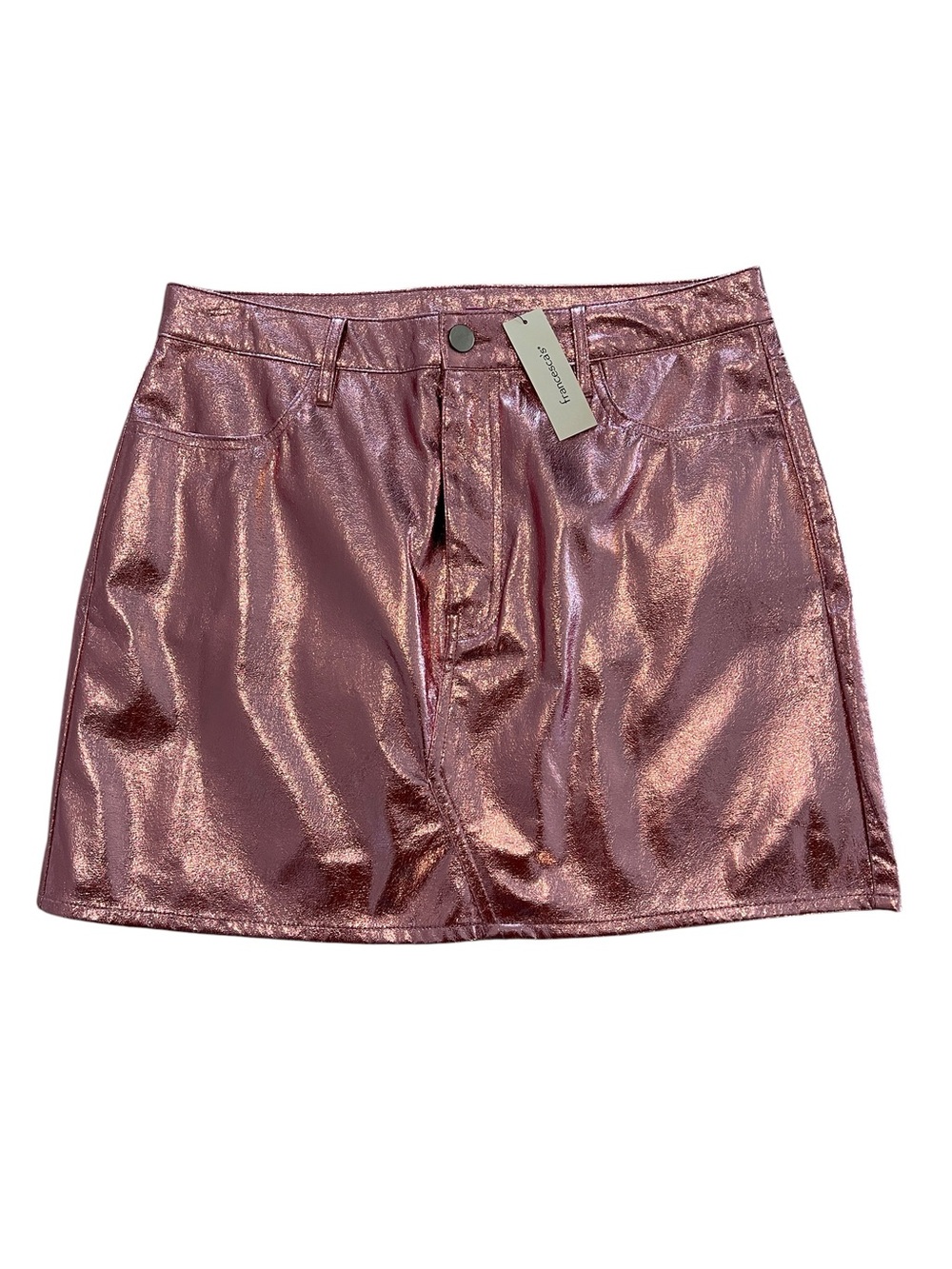 Francesca’s Metallic Pink Shiny Barbiecore Y2K Party Festival Mini Skirt-L